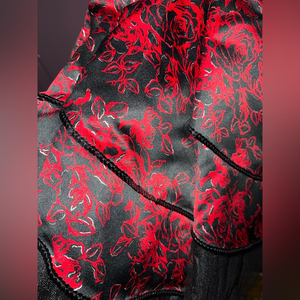 Masquerade - Strapless Red Floral Formal/Cocktail Dress  w/ Tulle Skirt - NWT - Picture 6 of 10